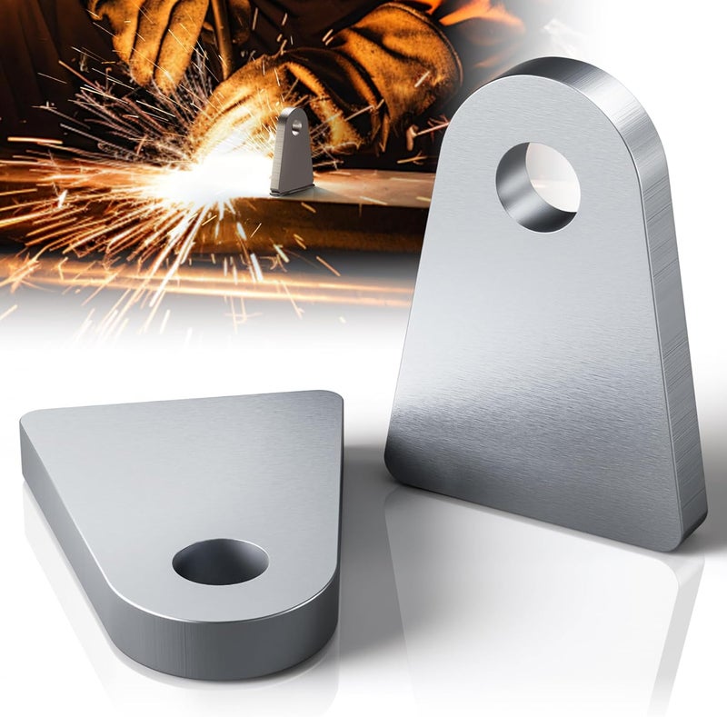 Dabolang 2Pcs Weld on Tabs with 1/2" Holes,Steel Gussets Weld On,Universal Weld on Shock Mount,Weld on Lights Tabs,Weld on Tabs Axle Bracket,Flat Bottom Chassis Weld Tabs for Weld On- 1/5" Thick - Image 1